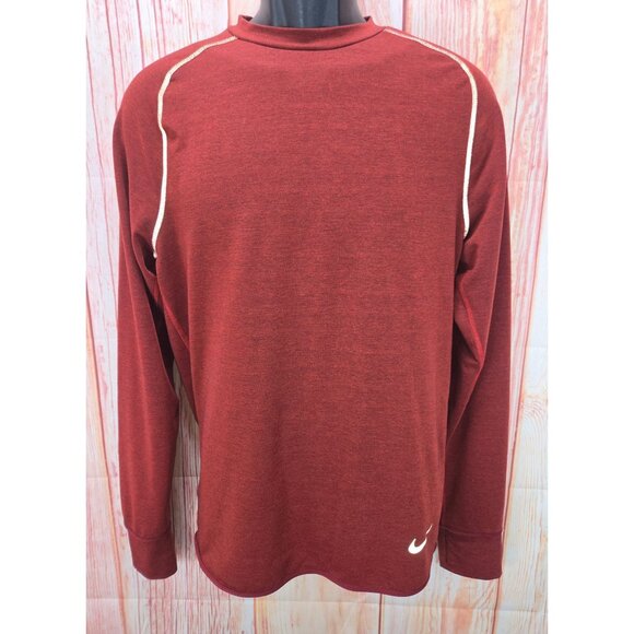 Nike Running Dri-Fit Mens Long Sleeve Shirt Red Size Medium Midweight - Picture 1 of 9